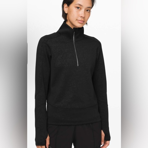lululemon athletica Tops - Lululemon Run to Reset 1/2 Zip
Speckle Emboss Black